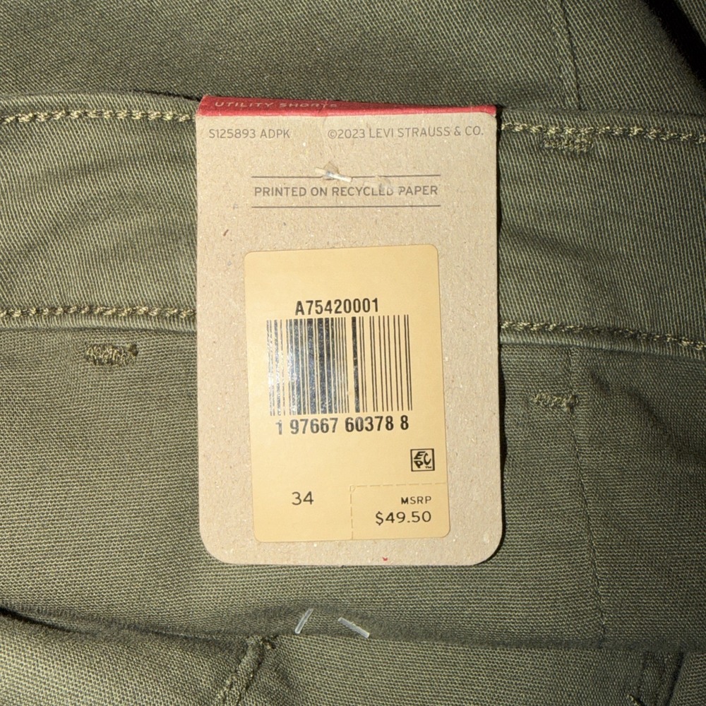 Levi's Utility Shorts Womens Size 34 Waist 38" Mid Rise Olive Green NWT - Picture 5 of 7